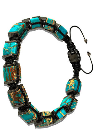 Sertifikalı Küp Model Gerçek Açık Mavi Varisit Taşı Bileklik