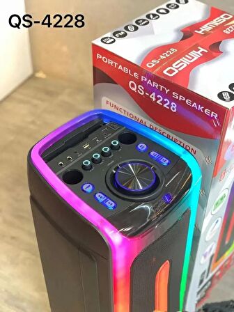 HOPARLÖR BÜYÜK BOY 8*2İnç 3000W RGB BLUETOOTH MİKROFONLU ve LEDLİ  PARTİ HOPARLÖR YÜKSEK SES