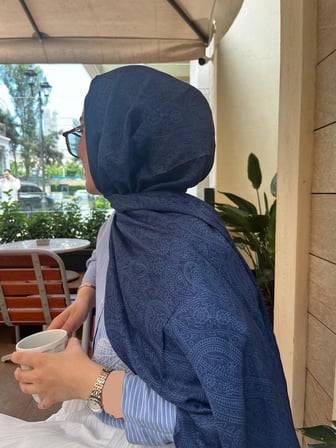 Pamuklu Soft İnci Desen Şal-Lacivert