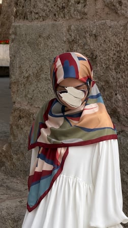 Pamuklu Soft Rânâ Desen Eşarp-Bordo