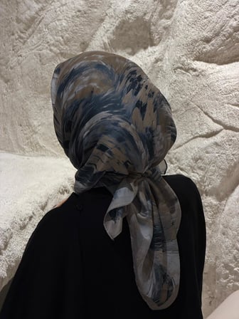Pamuklu Soft Lara Desen Eşarp-Gri