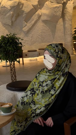 Pamuklu Garden Desen Şal-Zeytin Yeşili