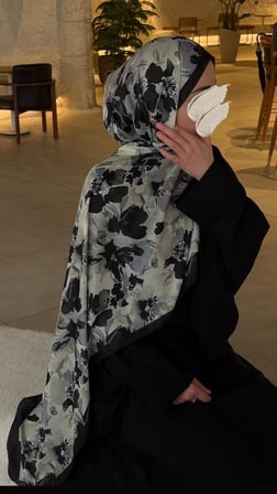 Pamuklu Garden Desen Şal-Siyah