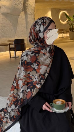 Pamuklu Garden Desen Şal-Taba