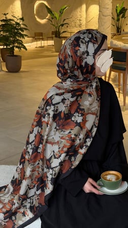 Pamuklu Garden Desen Şal-Taba