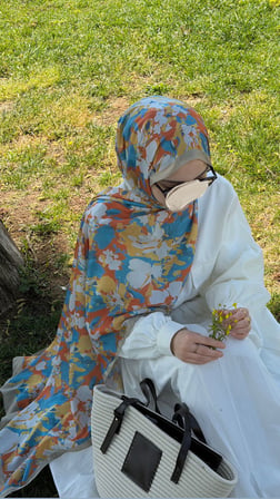 Pamuklu Garden Desen Şal-Orange