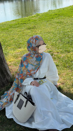 Pamuklu Garden Desen Şal-Orange