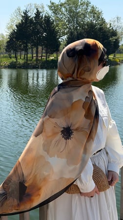 Pamuklu Rosaly Desen Şal-Gold