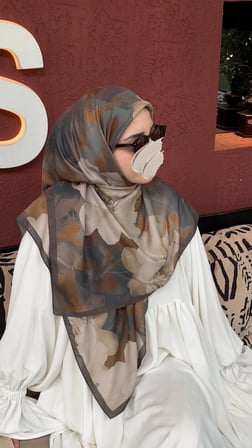 Pamuklu Soft Meva Desen Eşarp-Küf Yeşil