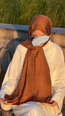 Premium Pamuklu Jakar Şal-Kremit
