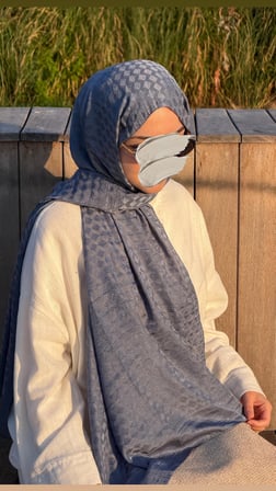 Premium Pamuklu Jakar Şal-Buz Mavi