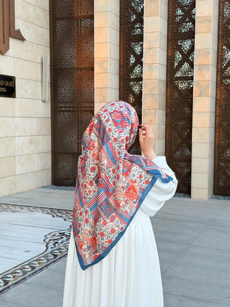 Pamuklu Piraye Desen Eşarp - Turkuaz