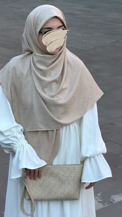 Premium Jakarlı Sare Büyük Boy Eşarp - Ay Taşı