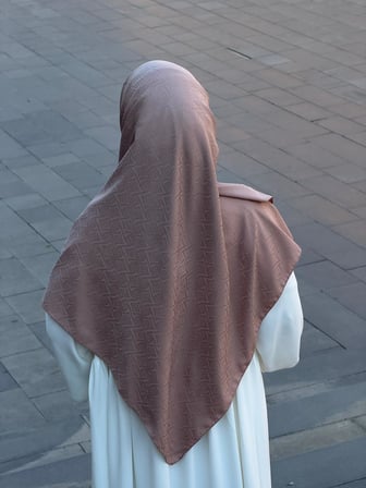 Premium Jakarlı Sare Büyük Boy Eşarp - Pudra