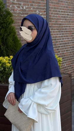 Premium Jakarlı Mira B.Boy Eşarp - Lacivert