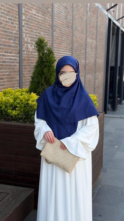 Premium Jakarlı Mira B.Boy Eşarp - Lacivert
