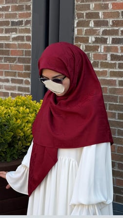 Premium Jakarlı Mira B.Boy Eşarp -Bordo
