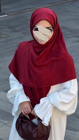 Premium Jakarlı Mira B.Boy Eşarp -Bordo