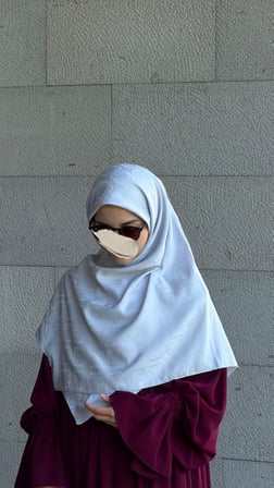 Premium Jakarlı Mira B.Boy Eşarp -Buz