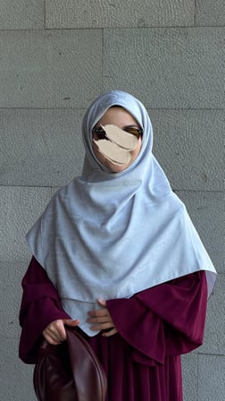 Premium Jakarlı Mira B.Boy Eşarp -Buz