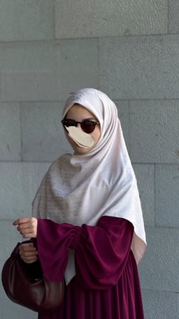 Premium Jakarlı Mira B.Boy Eşarp -Vanilya