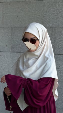 Premium Jakarlı Mira B.Boy Eşarp -Ekru