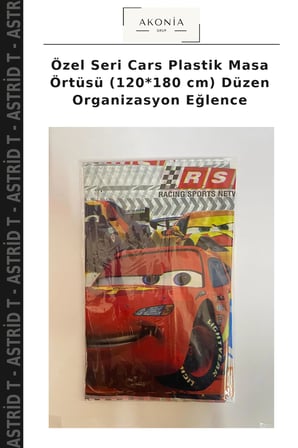 Özel Seri Cars Plastik Masa Örtüsü (120*180 cm) Düzen Organizasyon Eğlence