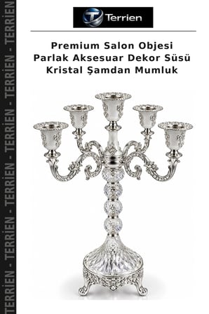 Premium Salon Objesi Parlak Aksesuar Dekor Süsü Kristal Şamdan Mumluk