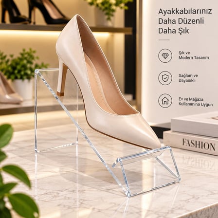 Ayakkabı ve Terlik Standı Pleksi Şeffaf – 10’lu