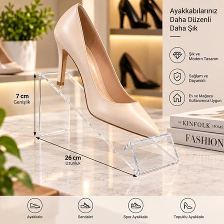 Ayakkabı ve Terlik Standı Pleksi Şeffaf – 10’lu