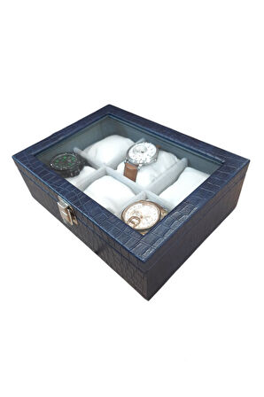 Saat Kutusu 6'lı Lacivert Kroko