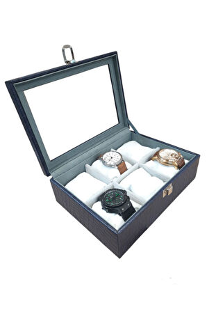 Saat Kutusu 6'lı Lacivert Kroko
