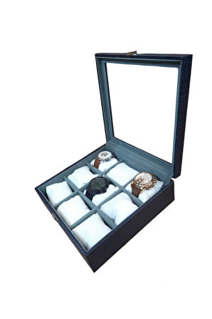 Saat Kutusu 9'lu Lacivert Kroko