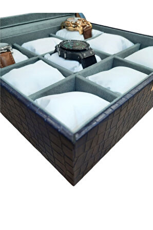 Saat Kutusu 9'lu Lacivert Kroko