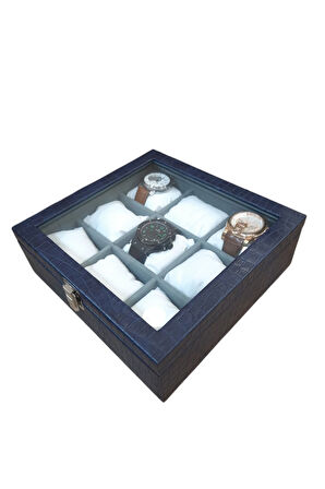 Saat Kutusu 9'lu Lacivert Kroko