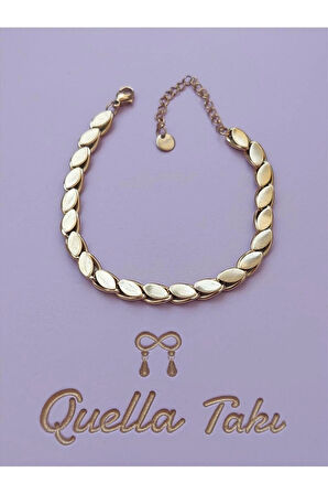Çelik Arpa Gold Bileklik (UZUNLUK : 17-22 CM KALINLIK: 3 MM)