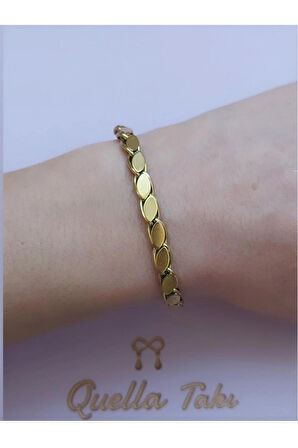 Çelik Arpa Gold Bileklik (UZUNLUK : 17-22 CM KALINLIK: 3 MM)