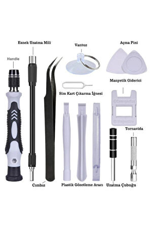 TİNEKE  115 in 1 Hassas Tornavida Seti Çok Fonksiyonlu Manyetik Telefon Bilgisayar Onarım Tamir Seti