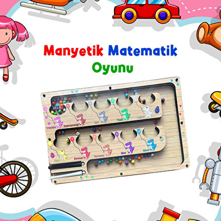 TİNEKE  Manyetik Eğitici Renkli Sayma ve Eşleştirme Labirenti Eğitim Oyuncağı Ahşap Montessori Oyunu Dinozor