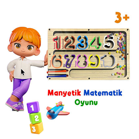 TİNEKE  Manyetik Eğitici Renkli Sayma ve Eşleştirme Labirenti Eğitim Oyuncağı - Ahşap Montessori Oyunu SAYI