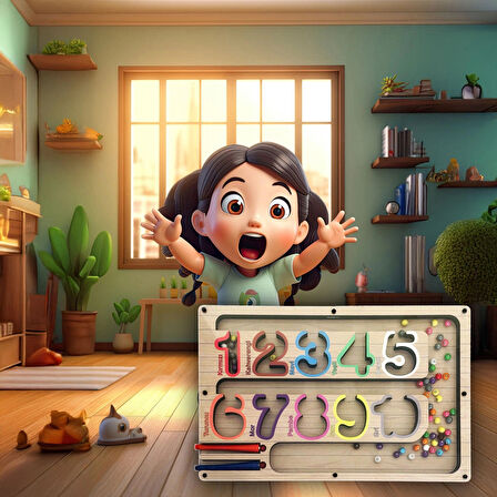 TİNEKE  Manyetik Eğitici Renkli Sayma ve Eşleştirme Labirenti Eğitim Oyuncağı - Ahşap Montessori Oyunu SAYI