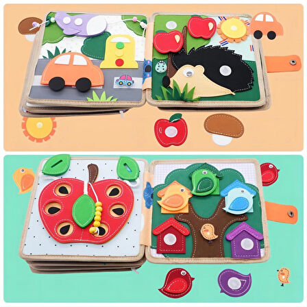 TİNEKE  Montessori Zürafa Keçe Eğitim Kitabı 3 yaş üzeri Eğlenceli Eğitici Kitap