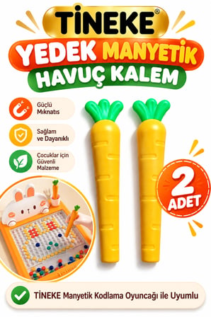TİNEKE Yedek Havuç Kalem – 2 Adet Manyetik Kodlama Oyuncağı Uyumlu