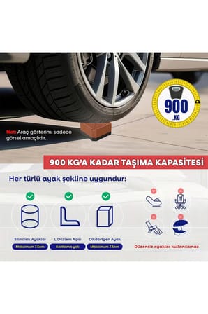 TİNEKE Robot Süpürge Mobilya Ayağı Ve Dolap Yükseltici Ayak Kaydırmaz Yükseltici 4Lü KAHVERENGİ KARE 4cm
