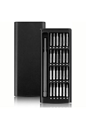 TİNEKE  24 Parça Çelik Profesyonel Mini Portatif Tornavida Seti Saklama Kutulu Telefon Saat Tamir Kiti