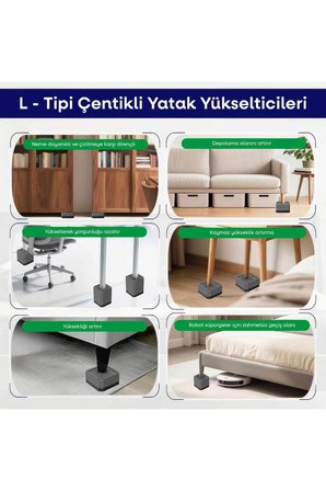 TİNEKE Robot Süpürge Mobilya Ayağı Ve Dolap Yükseltici Ayak Kaydırmaz Ve Yükseltici 4 Lü GRİ KARE 10.5 cm