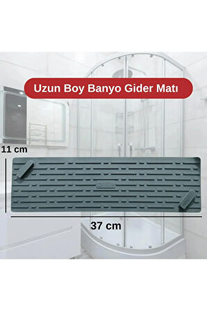 TİNEKE  GRİ Renk Uzun Model Kötü Koku Önleyici Silikon Mat Banyo Mutfak Lavabo Balkon Gider Tıpası Kapağı