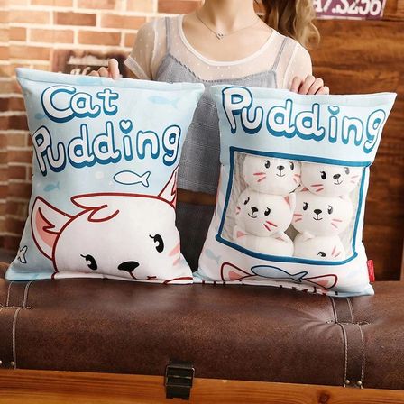 TİNEKE 8’li Peluş Kedi Yastığı Seti – Minik Yumuşak Kedi Oyuncağı ve Uyku Arkadaşı BEYAZ