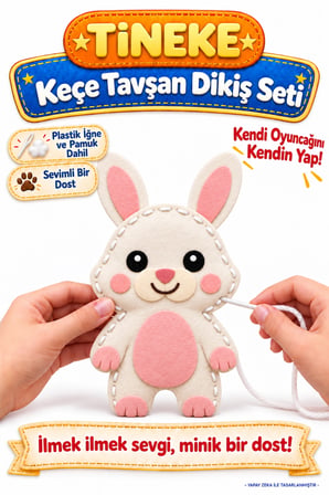 TİNEKE Sevimli Aslan Keçe Dikiş Seti – Çocuklar İçin Eğitici Kendin Yap Etkinliği 1ADET Model Go TAVŞAN