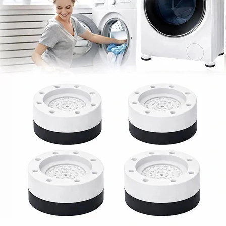 TİNEKE Beyaz Eşya Ayağı Çamaşır Makinesi Mobilya Titreşim Önleyici Kaydırmaz 3.5 Cm Yükseltici 4 Lü BEYAZ